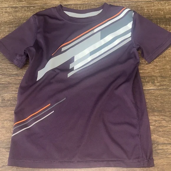 All in Motion deep purple Kids Tee with Graphic Stripes - Picture 1 of 4